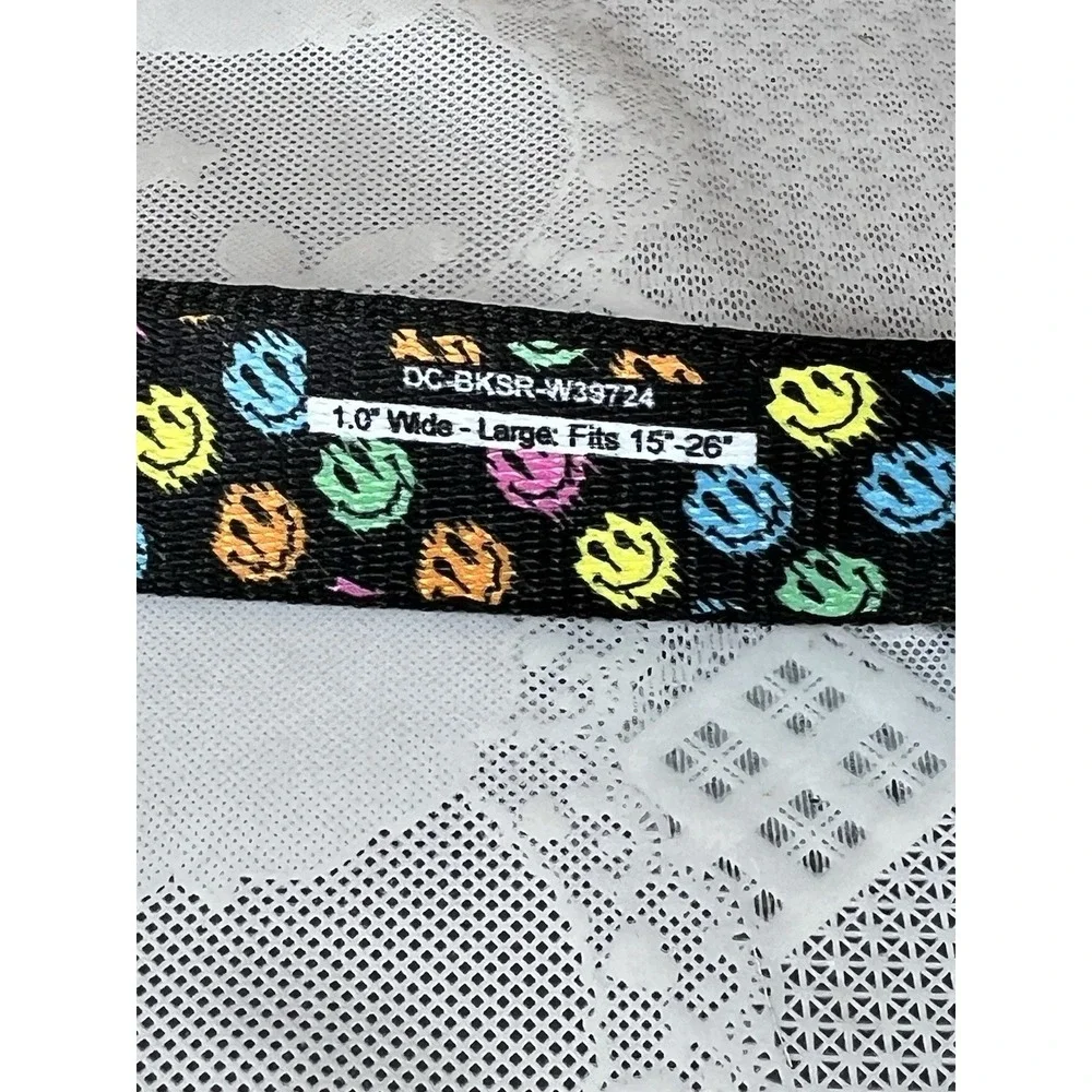 Buckle-down Dog Collar Smiley Faces Melted Mini Repeat Angle Black 15-26